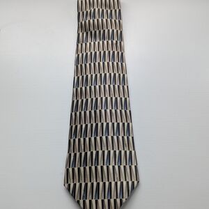 Stafford Black and Cream Geometric Silk Tie